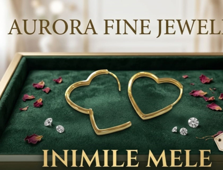 Cercei argint - Cercei Toarte În Formă de Inimă Aurora Fine Jewelry – Argint Aurit Stil Minimalist