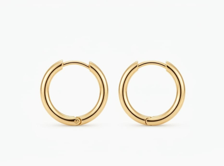 Cercei aur 14k - Cercei Verigă Clasici din Aur Galben 14K, Model Creole Huggie 17 mm, 1.55g