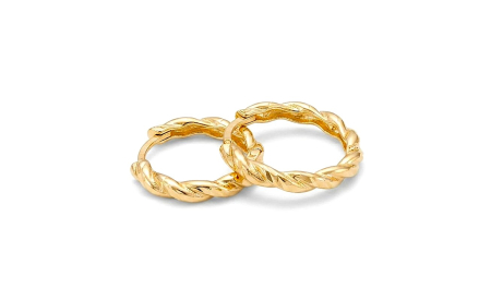 Cercei aur 14k - Cercei Verigă din Aur 14K "Twisted Rope" – Model Răsucit Tip Huggie