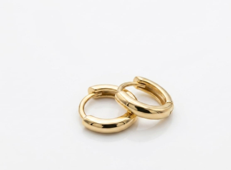 Cercei aur 14k copii - Cercei Verigi Simple din Aur Galben 14K, Model Chunky Hoop