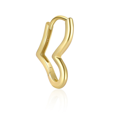 Cercei argint - Cercel Huggie din Argint 925 Placat cu Aur – Formă de Inimă Minimalistă
