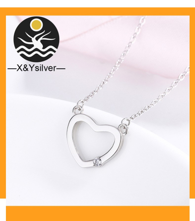 Lant argint 925 dama - Colier Argint 925 – Pandantiv Inimă Outline cu Cristal Zirconia