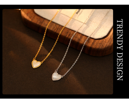 Lant argint 925 dama - Colier Argint 925 rodiat – Inimă cu Sidef Natural (Mother of Pearl)