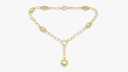 Lant aur 14k - Colier Aur Galben 14K în Formă de Y cu Pandantiv Inimă | 45 cm, 4.66g, Damă