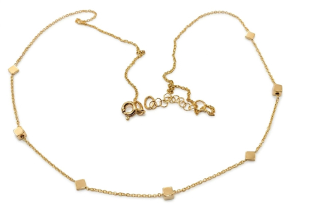 Lant aur 14k - Colier Choker din Aur Galben 14K cu Elemente Geometrice (Cuburi și Romburi)
