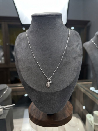 Lant argint 925 dama - Colier din Argint 925 Divine Protection cu Medalion Maica Domnului și Cristal Zirconiu