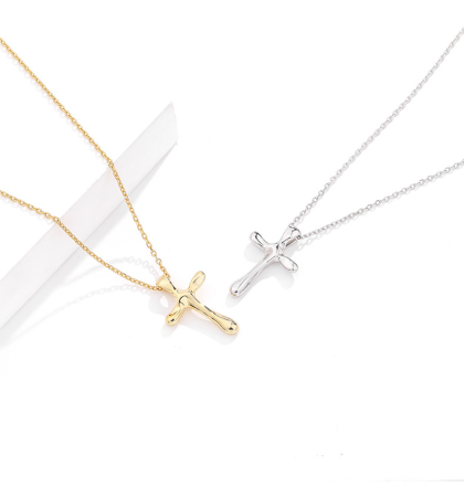Lant argint 925 dama - Colier Din Argint 925 Gold Liquid Cross