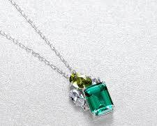 Lant argint 925 dama - Colier din Argint 925 Lyra Emerald cu Zirconii și Peridot