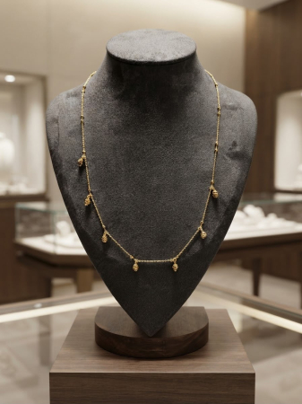 Bijuterii argint 925 - Colier din Argint 925 Placat cu Aur „Chandelier Drops” – Lanț cu Talismane Conice Mobile și Biluțe, 40+4 cm, 4,38g