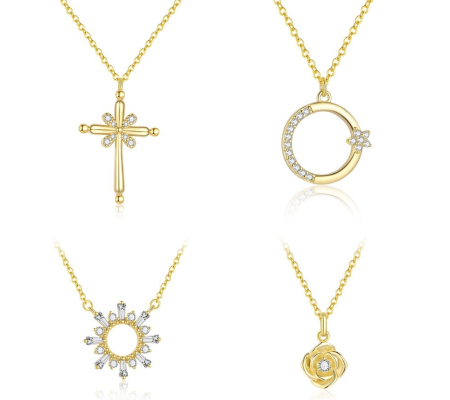 Lant argint 925 dama - Colier din Argint 925 Placat cu Aur – Colecția Simboluri Elegante cu Pandantiv încrustat cu Zirconiu
