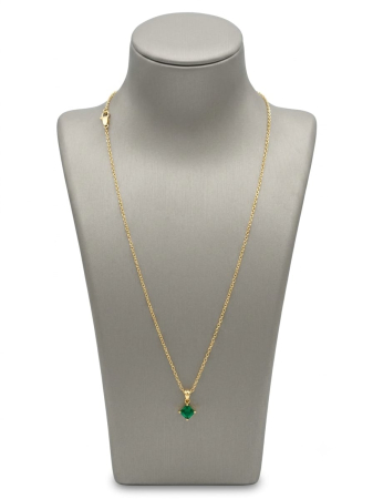 Lant argint 925 dama - Colier din Argint 925 Placat cu Aur cu Cristal Pătrat Verde Smarald – Eleganță Minimalistă și Regală