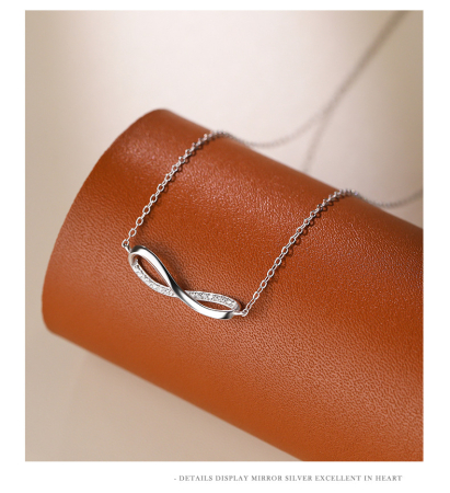 Lant argint 925 dama - Colier din Argint 925 Rodiat – Model "Infinity Forever" cu Zirconiu