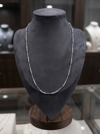 Lant argint 925 dama - Colier din Argint 925 Silver Beads Choker – Lanț cu Segmente de Mărgele Lucioase