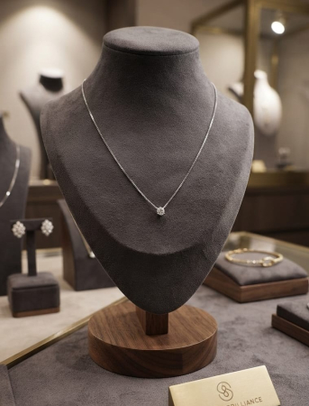 Lant argint 925 dama - Colier din Argint 925 Solitaire Brilliant Pendant – Strălucire Pură și Eleganță Atemporală