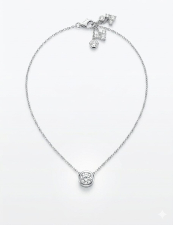 Lant argint 925 dama - Colier din Argint 925 Solitaire cu Zirconiu Premium, Placat cu Rodiu