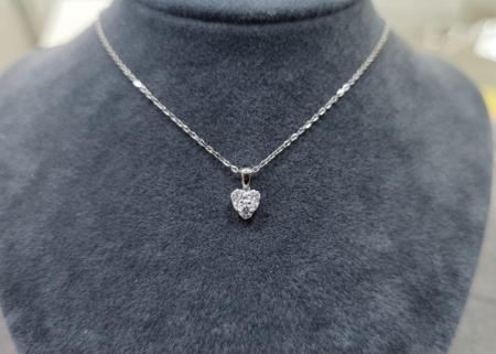 bijuterii diamant - Colier din Aur de 14K cu Inimă din Diamante Naturale 0.13ct