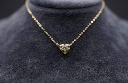 LANT AUR CU DIAMANTE NATURALE - Colier din Aur de 14K cu Inimioară și Diamant Natural 0.05ct