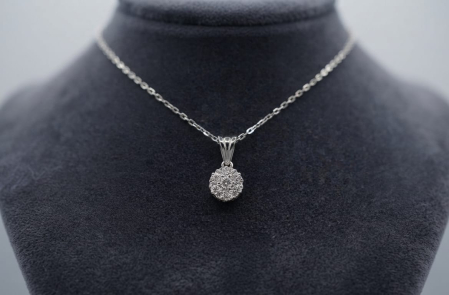 bijuterii diamant - Colier din Aur de 14K cu Pandantiv Geometric și Diamant Natural 0.07ct VS