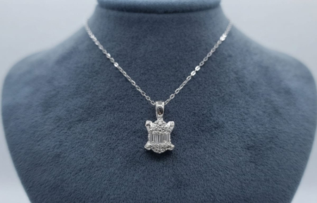 bijuterii diamant - Colier din Aur de 14K cu Pandantiv Geometric și Diamante Naturale 0.08ct