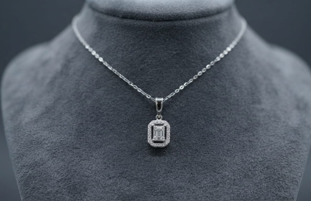 bijuterii diamant - Colier din Aur de 14K cu Pandantiv Geometric și Diamante Naturale 0.08ct