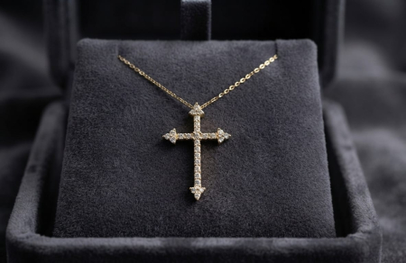 bijuterii diamant - Colier din Aur de 14K cu Pandantiv Geometric și Diamante Naturale 0.24ct