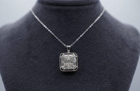 bijuterii diamant - Colier din Aur de 14K cu Pandantiv Mozaic și Diamante Naturale 0.35ct