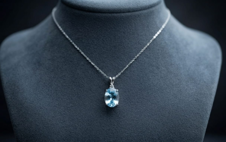 LANT AUR CU DIAMANTE NATURALE - Colier din Aur de 14K cu Topaz Albastru Natural 0.97ct – Eleganță Serenă
