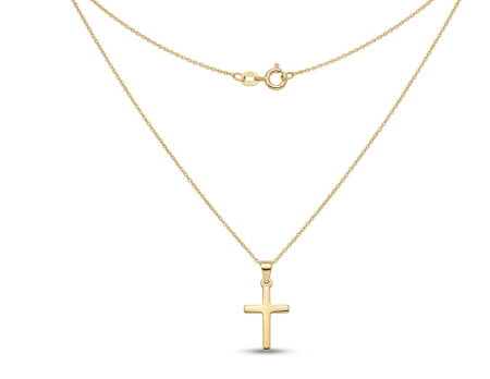 Bijuterii copii - Colier din Aur Galben 14K cu Pandantiv Cruciuliță Clasică Lucioasă