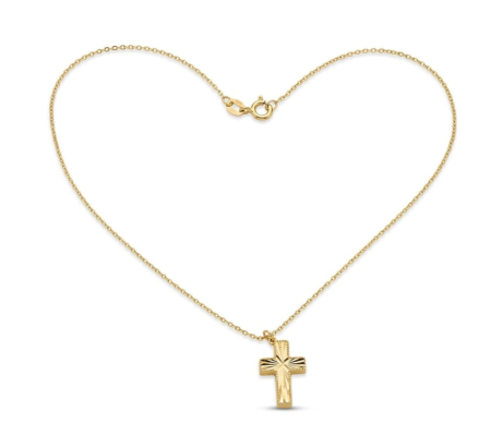 Lant aur 14k - Colier din Aur Galben 14K cu Pandantiv Cruciuliță Diamantată