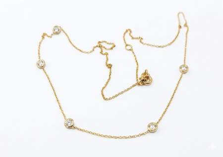 Lant aur 14k - Colier din Aur Galben 14K tip „Diamonds by the Yard” cu Zirconii Solitare