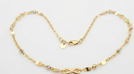 Lant aur 14k - Colier din Aur Tricolor 14K cu Simbolul Infinitului și Elemente Diamantate – 5.85g, 45cm