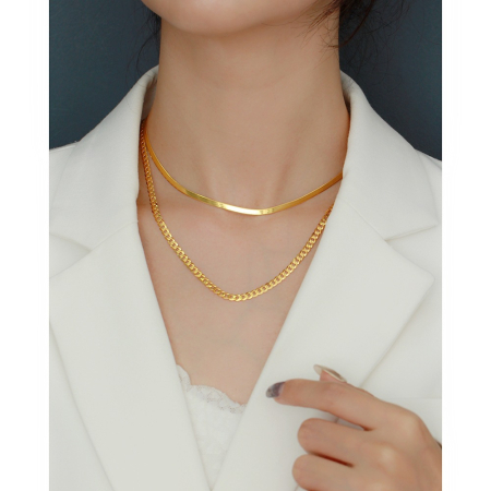 bijuterii barbati - Colier Dublu din Argint 925 Aurit „Golden Layer” – Modern de Zale