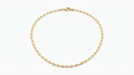 LANT BARBAT AUR 14K - Colier Rigid din Aur Galben 14K cu Zale Geometrice Romb, 50 cm, 4.94 grame