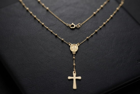 Lant aur 14k - Colier Tip Rozariu din Aur Galben 14K cu Maica Domnului și Cruce – 3.50g, 45cm