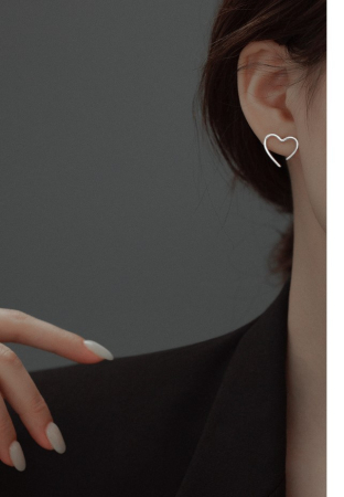 Cercei argint - Cercei din Argint 925 – Inimă Minimalistă cu Design Wrap