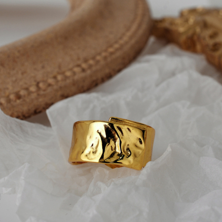 Inel Argint 925 Aurit „Golden Silk” – Design Texturat și Minimalist [1]