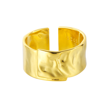 Inel argint 925 - Inel Argint 925 Aurit „Golden Silk” – Design Texturat și Minimalist
