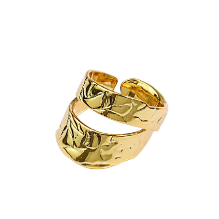 Inel argint 925 - Inel Argint 925 Aurit „Liquid Gold” – Design Organic și Textură neregulată