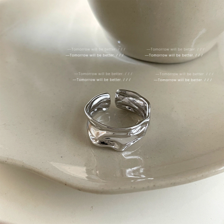 Inel Argint 925 „Liquid Silver” – Design Abstract și Texturat [3]