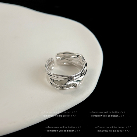 Inel argint 925 - Inel Argint 925 „Liquid Silver” – Design Abstract și Texturat