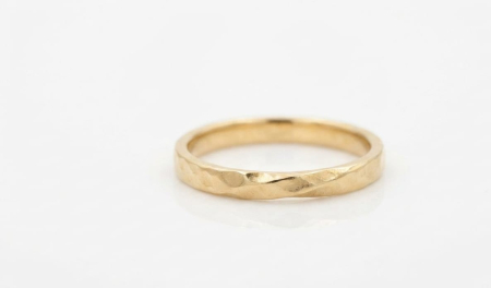 Inele aur 14k - Inel Aur Galben 14K 0.92g | Model Minimalist Ciocănit (Texturat)