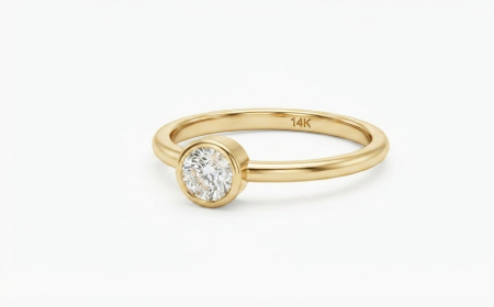 inele de logodna aur 14k - Inel Aur Galben 14K 1.10g | Solitaire Minimalist cu Montură Bezel
