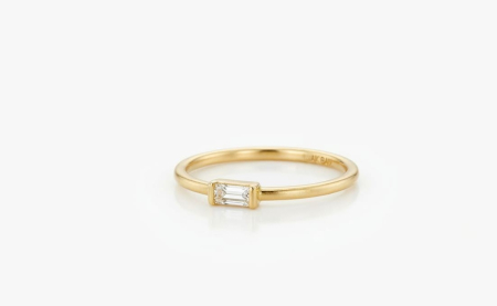 Inele aur 14k - Inel Aur Galben 14K 1.16g | Model Minimalist cu Piatră Baghetă