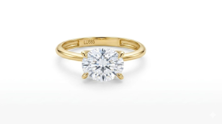 inele de logodna aur 14k - Inel Aur Galben Solitaire Oval Cut