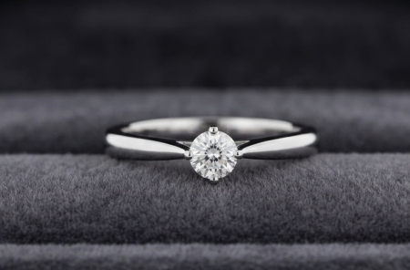 inele cu diamant - Inel de Logodnă Clasic Solitar din Aur Alb 14K cu Diamant Natural 0.08 ct G SI