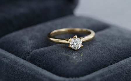 inele cu diamant - Inel de Logodnă Clasic Solitar din Aur Galben 14K cu Diamant Natural 0.10 ct