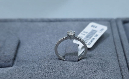 inele cu diamant - Inel de Logodnă din Aur Alb de 14K cu Diamante Naturale 0.15ct