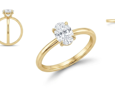 inele de logodna aur 14k - Inel de Logodnă din Aur Galben 14K Solitaire cu Piatră Ovală