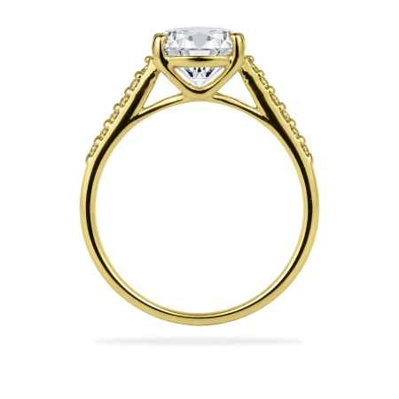Inel de Logodnă Pavé din Aur Galben 18K cu Diamant de Laborator Oval 1.2ct (8x6mm) [1]