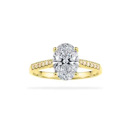 Diamante de laborator - Inel de Logodnă Pavé din Aur Galben 18K cu Diamant de Laborator Oval 1.2ct (8x6mm)